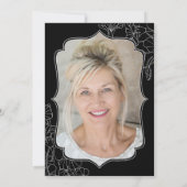 Zwart Wit Bloemen Foto 70e Verjaardagsfeest Kaart (Achterkant)