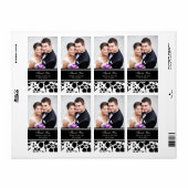 Zwart Wit Bloemen Foto Bruiloft Labels (Full Sheet)