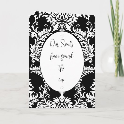 Zwart & Wit Bloemen Foto Huwelijk Tweevoudig (Achterkant)