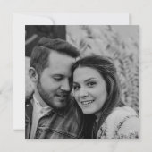 Zwart Wit Bloemen Foto Save Our Date Kaart (Achterkant)