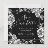 Zwart Wit Bloemen Foto Save Our Date Kaart (Voorkant)