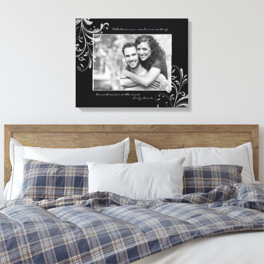 Zwart-wit Bloemen Fotosjabloon Afbeelding Canvas Afdruk (Insitu (Slaapkamer))