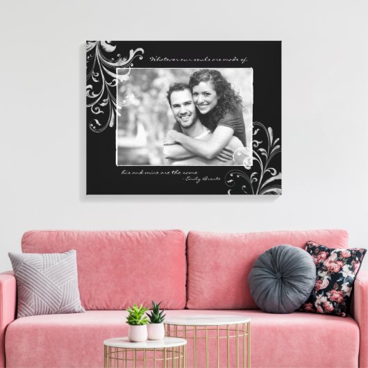 Zwart-wit Bloemen Fotosjabloon Afbeelding Canvas Afdruk (Insitu (Woonkamer))