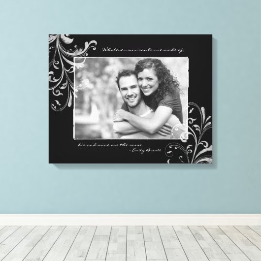 Zwart-wit Bloemen Fotosjabloon Afbeelding Canvas Afdruk (Insitu (Houten vloer))