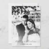 Zwart-wit bloemen fotosjabloon save the date (Achterkant)