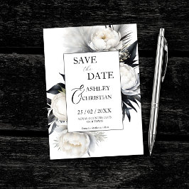 Zwart-wit bloemen fotosjabloon save the date