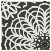 Zwart Wit Bloemen Geometrisch Abstract Boho Stof (Close Up)