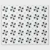 Zwart-wit bloemen geometrisch cadeaupapier (Vlak)