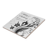 Zwart-wit Bloemen Gepersonaliseerde bruiloft Tegel Tegeltje (Zijkant)