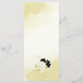 zwart wit bloemen gouden bladeren bruiloft menu (Achterkant)