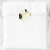zwart wit bloemen gouden bladeren bruiloft ronde sticker (Tas)