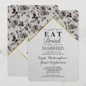 Zwart & Wit Bloemen & Gouden Trim Gerecycled Papie Kaart (Voorkant / Achterkant)