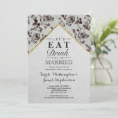 Zwart & Wit Bloemen & Gouden Trim Gerecycled Papie Kaart (Staand voorkant)