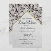 Zwart & Wit Bloemen & Gouden Trim Gerecycled Papie Kaart (Voorkant / Achterkant)