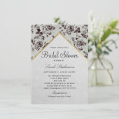 Zwart & Wit Bloemen & Gouden Trim Gerecycled Papie Kaart (Staand voorkant)