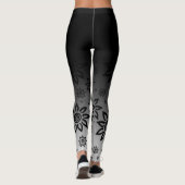 Zwart & Wit Bloemen Grafisch Patroon Ombre Leggings (Achterkant)