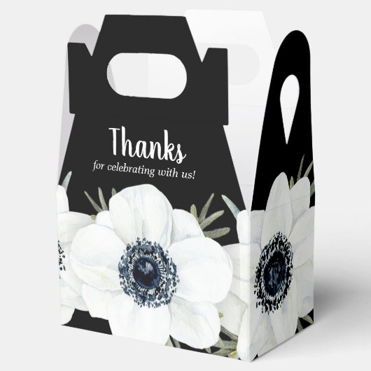 Zwart-wit Bloemen Groot Bedankdoosjes (Geopend)