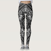 Zwart-wit bloemen hoofddoek Boho Leggings (Voorkant)