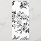 Zwart-wit Bloemen Huwelijk  Menu (Achterkant)