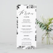 Zwart-wit Bloemen Huwelijk  Menu (Staand voorkant)
