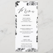 Zwart-wit Bloemen Huwelijk  Menu (Voorkant)