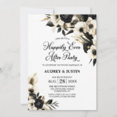 Zwart-wit Bloemen Huwelijk Na Feest Kaart (Voorkant)