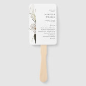 Zwart & Wit Bloemen Huwelijk Programma 2 Handwaaier (Voorkant)