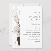 Zwart & Wit Bloemen Huwelijksceremonie Programma 2 (Voorkant)