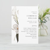 Zwart & Wit Bloemen Huwelijksceremonie Programma 2 (Staand voorkant)