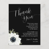 Zwart-wit Bloemen Huwelijksreceptie Bord Bedankkaart (Voorkant)