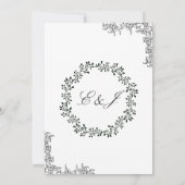 “Zwart-wit bloemen-huwelijksuitnodiging Kaart (Achterkant)