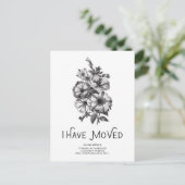 Zwart-wit  Bloemen | Ik ben verhuisd Aankondigingskaart (Staand voorkant)