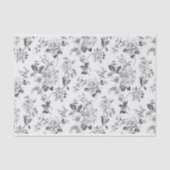 Zwart-wit Bloemen Illustraties Patroon Tissuepapier (Voorkant)