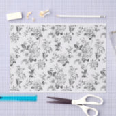 Zwart-wit Bloemen Illustraties Patroon Tissuepapier (Craft)