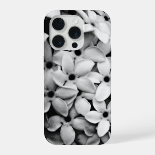 zwart-wit bloemen iPhone 15 pro case