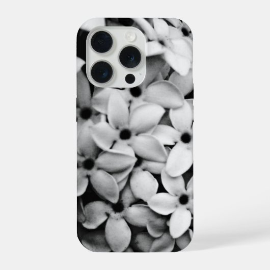 zwart-wit bloemen iPhone hoesje (Achterkant)
