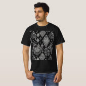Zwart-wit  Bloemen Kant Ontwerp T-shirt (Voorkant volledig)