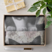 Zwart-wit Bloemen Kat Kitten Tissuepapier (Geschenk)