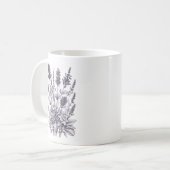 Zwart-wit bloemen koffiemok (Voorkant links)
