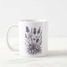 Zwart-wit bloemen koffiemok