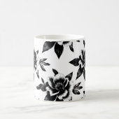 Zwart-wit bloemen koffiemok (Center)