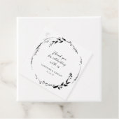 Zwart Wit Bloemen Krans Bruiloft Custom Dank u Bedankjes Labels (In situ)