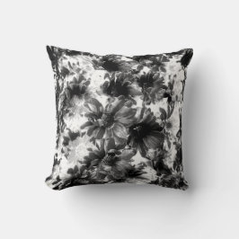 Zwart-wit  bloemen kussen