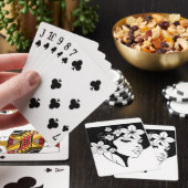 Zwart & Wit Bloemen Lady Poker Kaarten (Insitu)
