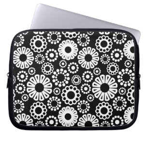 Zwart-wit bloemen Laptophoes Laptop Sleeve