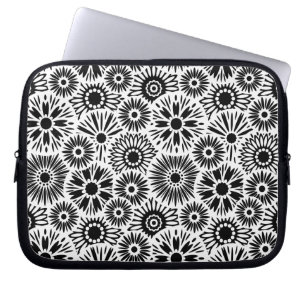 Zwart-wit bloemen Laptophoes Laptop Sleeve