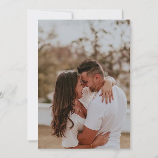 Zwart-wit Bloemen Lijst Foto Bruiloft Save The Date (Achterkant)