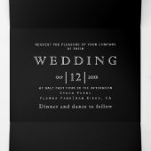  zwart wit bloemen lijst, initialen bruiloft drieluik uitnodiging (Binnenkant midden)