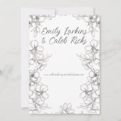 Zwart-wit Bloemen Lijst lijn Art Bruiloft Kaart (Achterkant)