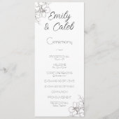 Zwart-wit Bloemen Lijst lijn Art Bruiloft Programmakaart (Voorkant)